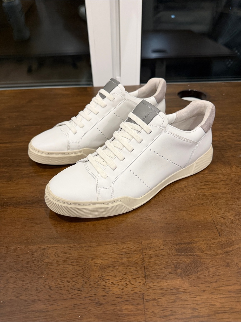 Vince White Leather Low-Top Sneakers